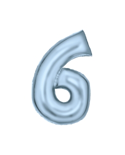 Forma Numero 6 Azul Pastel Seda 86cm