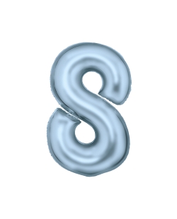 Forma Numero 8 Azul Pastel Seda 86cm