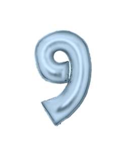 Forma Numero 9 Azul Pastel Seda 86cm