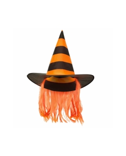 Disfraz Acc. Gorro Bruja Rayas Y Pelo Naranja