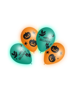 Globos Latex 27,5cm Led Gatos Y Murcielagos 