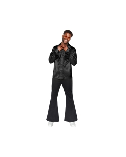 Disfraz Pantalon Acampana Negro Disco Talla L