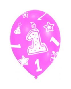 Globos 27cm Nº 1 Rosa ***OFERTA DTO NO ACUMULABLE