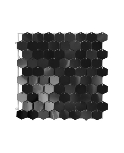 Fondo Pared Panel Lentejuelas 30X30cm Hexagonal Negro Espejo