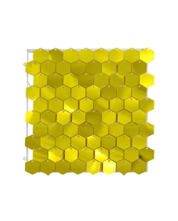 Fondo Pared Panel Lentejuelas 30X30cm Hexagonal Oro Espejo