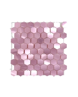 Fondo Pared Panel Lentejuelas 30X30cm Hexagonal Rosa Oro Mate