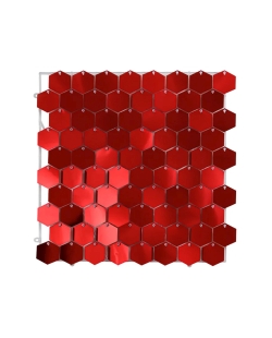 Fondo Pared Panel Lentejuelas 30X30cm Hexagonal Rojo Espejo