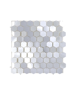 Fondo Pared Panel Lentejuelas 30X30cm Hexagonal Plata Espejo