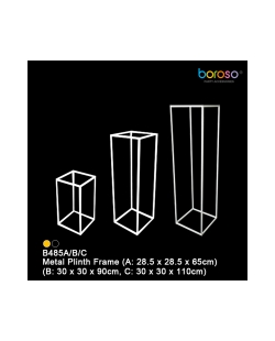 3 Pedestales Metal Rectangulares 30x30 x65, x90, x110cm Blanco