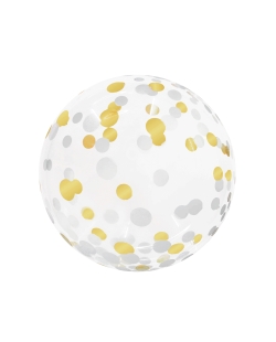 GLOBOS BUBBLE - BURBUJA CONFETI ORO/PLATA 18/45cm