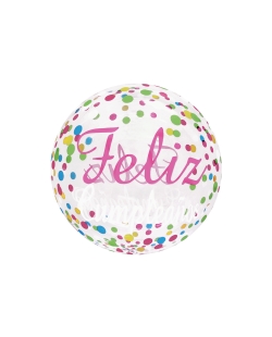 GLOBOS BUBBLE - BURBUJA CONFT FELIZ CUMP 20/50cm