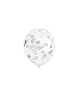 Globos Latex Confeti Circulos Plata 30cm ***OFERTA DTO NO ACUMULABLE