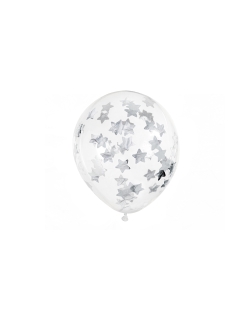 Globos Latex Confeti Estrellas Plata 30cm ***OFERTA DTO NO ACUMULABLE