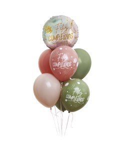 Bouquet Pastel Dusk Feliz Cumple Foil 45cm + 6 Globos Latex R12 - 010-027-110