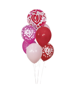 Bouquet Love Foil 45cm + 6 Globos Latex R12 - 005-009-012-015