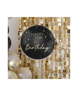 Globo Foil Happy 18 Bday Negro/Oro ***OFERTA DTO NO ACUMULABLE