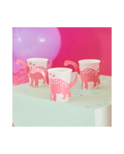 Vasos Papel Dino Rosa Troquelados Fsc ***OFERTA DTO NO ACUMULABLE