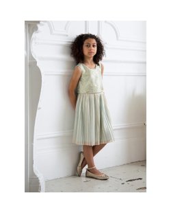 Vestido Disney Jasmine (Vestido Champagne Brocado Y Plisado) 7-8 Años