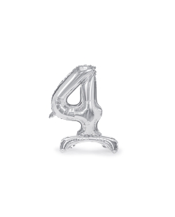 Globo Foil Pie Numero 4 Plata 70cm ***OFERTA DTO NO ACUMULABLE