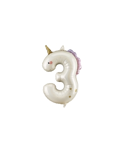Globo Foil Numero 3 Unicornio 93cm ***OFERTA DTO NO ACUMULABLE