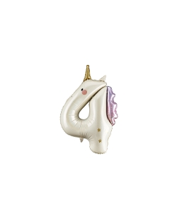 Globo Foil Numero 4 Unicornio 93cm ***OFERTA DTO NO ACUMULABLE