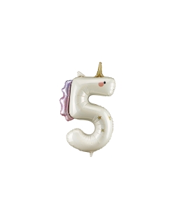 Globo Foil Numero 5 Unicornio 93cm ***OFERTA DTO NO ACUMULABLE