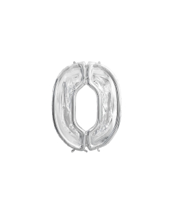 Globo Foil Marco Nº0 Plata 126cm + Puntos Silic.(1Und) ***OFERTA DTO NO ACUMULABLE