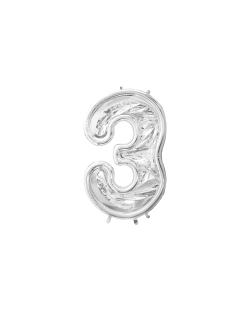 Globo Foil Marco Nº3 Plata 126cm + Puntos Silic.(1Und) ***OFERTA DTO NO ACUMULABLE