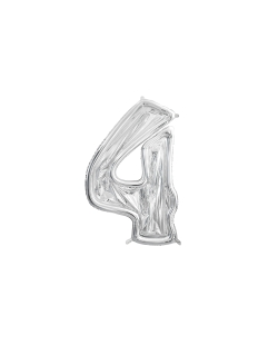 Globo Foil Marco Nº4 Plata 126cm + Puntos Silic.(1Und) ***OFERTA DTO NO ACUMULABLE