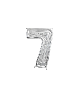 Globo Foil Marco Nº7 Plata 126cm + Puntos Silic.(1Und) ***OFERTA DTO NO ACUMULABLE