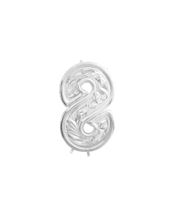 Globo Foil Marco Nº8 Plata 126cm + Puntos Silic.(1Und) ***OFERTA DTO NO ACUMULABLE