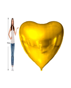 1,7m Jumbo Corazon Foil Oro 170cm / 68 pulgadas