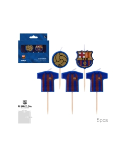 Pack 5 Velas Cumple Fc Barcelona Escudo Y Camiseta ***OFERTA DTO NO ACUMULABLE
