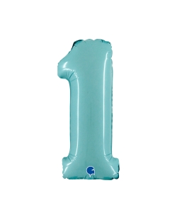 Mini Auto-Inflable Numero 1 Azul Pastel 14X31cm