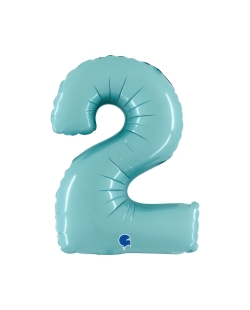 Mini Auto-Inflable Numero 2 Azul Pastel 25X33cm