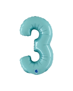 Mini Auto-Inflable Numero 3 Azul Pastel 22X34cm