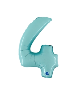 Mini Auto-Inflable Numero 4 Azul Pastel 22X34cm