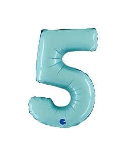 Mini Auto-Inflable Numero 5 Azul Pastel 21X32cm