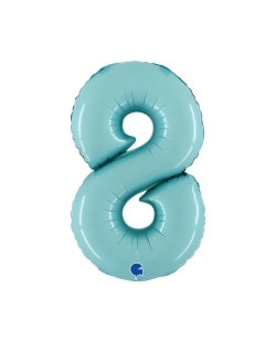 Mini Auto-Inflable Numero 8 Azul Pastel 21X33cm