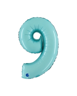 Mini Auto-Inflable Numero 9 Azul Pastel 22X33cm