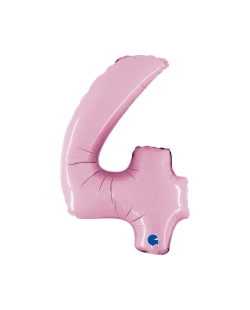 Mini Auto-Inflable Numero 4 Rosa Pastel 22X34cm