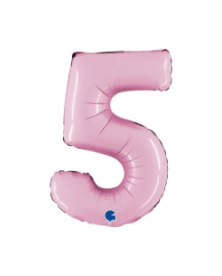 Mini Auto-Inflable Numero 5 Rosa Pastel 21X32cm