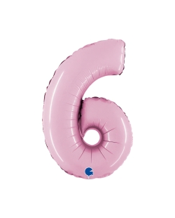 Mini Auto-Inflable Numero 6 Rosa Pastel 22X33cm