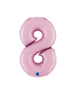 Mini Auto-Inflable Numero 8 Rosa Pastel 21X33cm