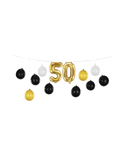 Guirnalda Globos Cumple 50 10 Latex Y 2 Foil 260 X 32cm ***OFERTA DTO NO ACUMULABLE