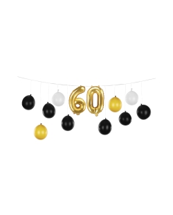 Guirnalda Globos Cumple 60 10 Latex Y 2 Foil 260 X 32cm ***OFERTA DTO NO ACUMULABLE