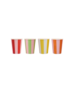 Vasos Papel 250ml Rayas Banquete Brillante