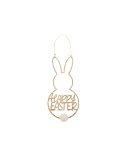 Decoracion Colgante Conejo Happy Easter 16 X 33cm Madera