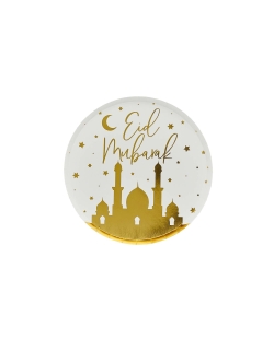 Platos Papel 22,5cm Oro Eid Mubarak