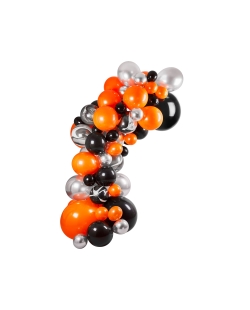Kit Arco Globos Latex Negro/Naranja/Plata